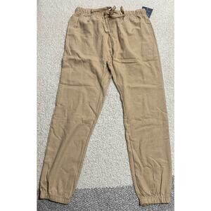 NWT BOTTOMS O.U.T Men's Size Medium Woven Twill Joggers Khaki